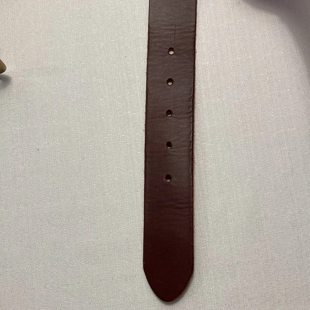 Fossil Womens Wide Leather‎ Belt M Brown Brushed Brass Buckle Classic